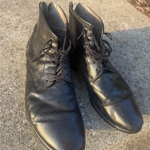 Diesel Black Leather Lace-Up Zip Boots Men’s Size 11